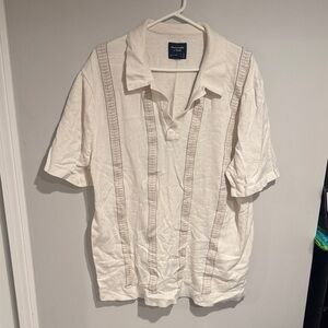 Abercrombie & Fitch Cream Polo Shirt with Stripe Accents
